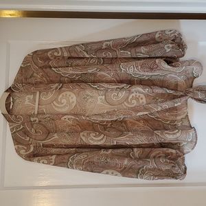 Paisley print sheer wrap blouse